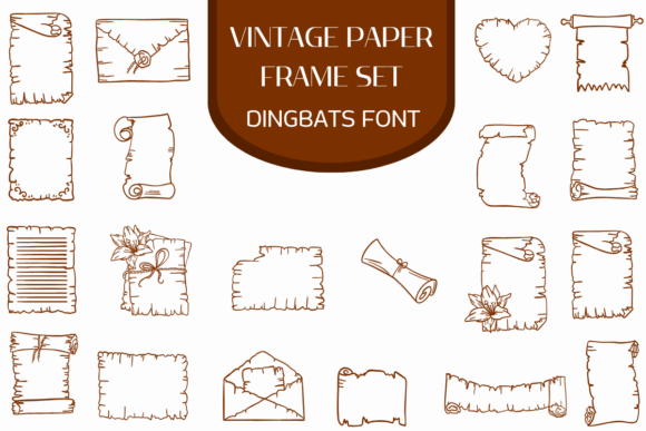 Vintage Paper Frame Set Font